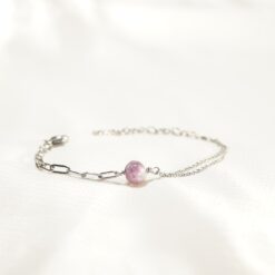 不鏽鋼手鍊-紫色祖母晶